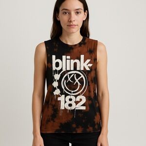 Women's Tie-Dye Sleeveless Top Y2K 90’s Pop Band Grunge Blink 182